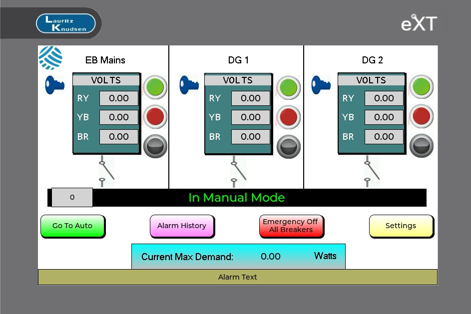 Dual genset changeover HMI panel
